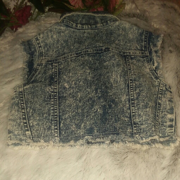 ACID WASH Denim Crop Top Sz 6X - Picture 2 of 3